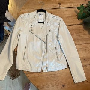 White faux leather jacket